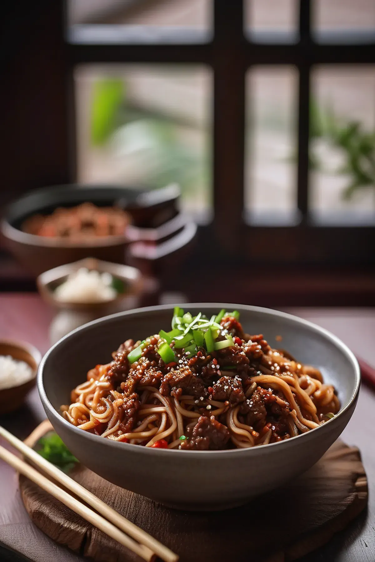 Szechuan Noodles With Spicy Beef Sauce
