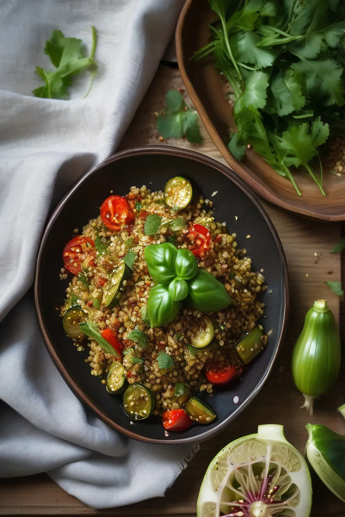 Thirty-minute courgettes with dukkah sprinkle