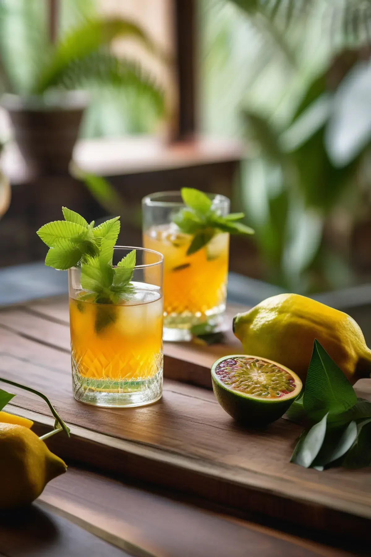 Tropical fruits with lemongrass & ginger syrup