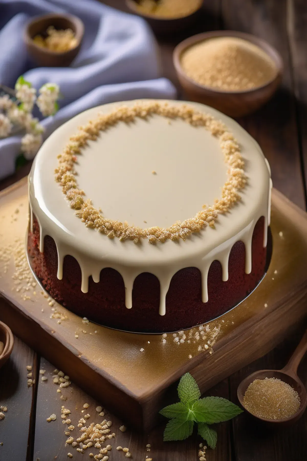 White Chocolate Mirror Glaze Cake